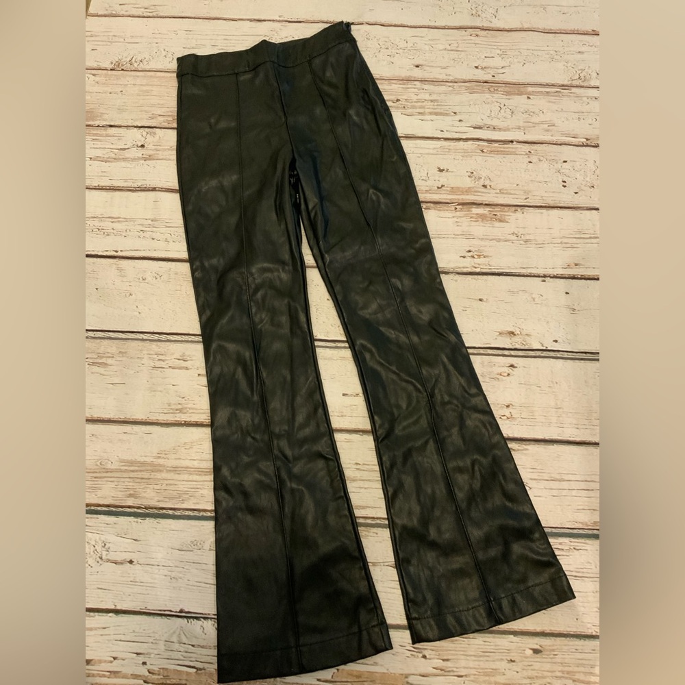 Princess Polly Black Flared Faux Leather Pants Size‎ 2